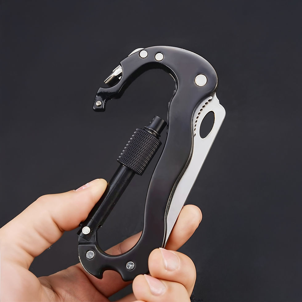 Carabiners Pocket Knife Tool Black in Hand
