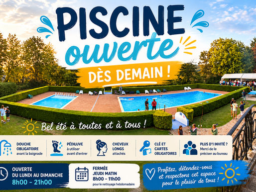 🏊♂️ La piscine du Parc de Cassan ouvre demain !