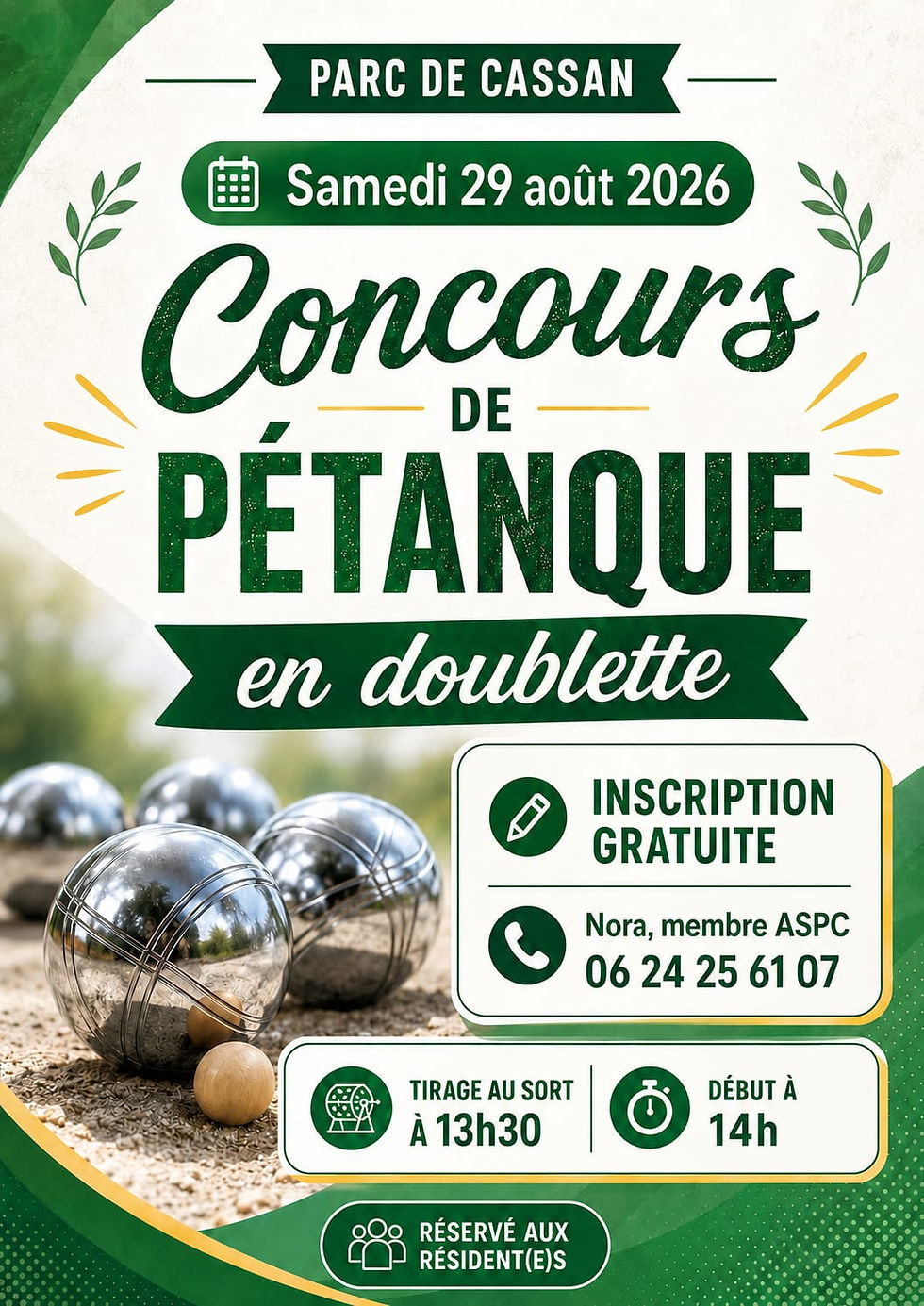  Sortez les boules : rendez-vous pour notre concours de pétanque le 29 aout!