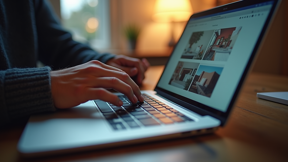 Close-up view of a photographer editing photos on a laptop