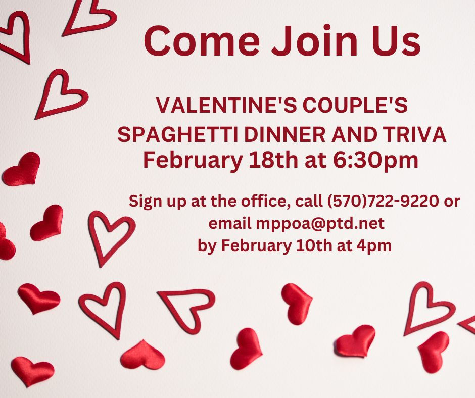 MPPOA VALENTINE'S COUPLE'S SPAGHETTI DINNER AND TRIVIA