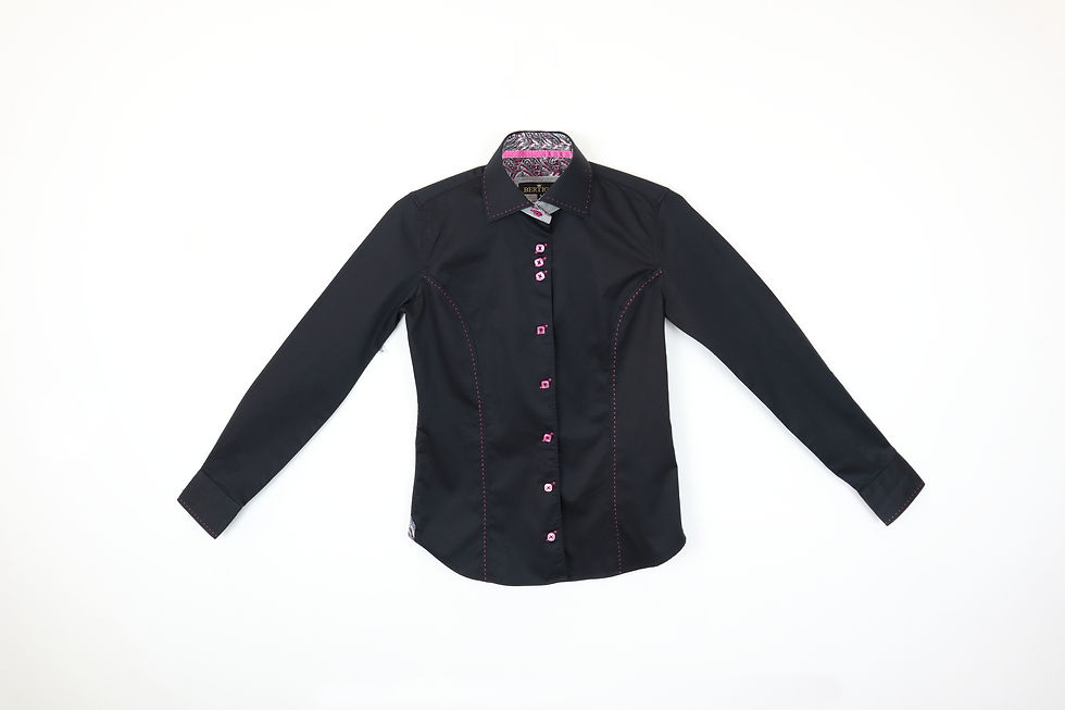 Bertigo - Black/Pink Button Down Shirt (SML)