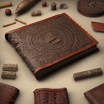 An_archaeological_notebook_with_a_very_beautiful_leather_cover,_where_ancient_games_are_de