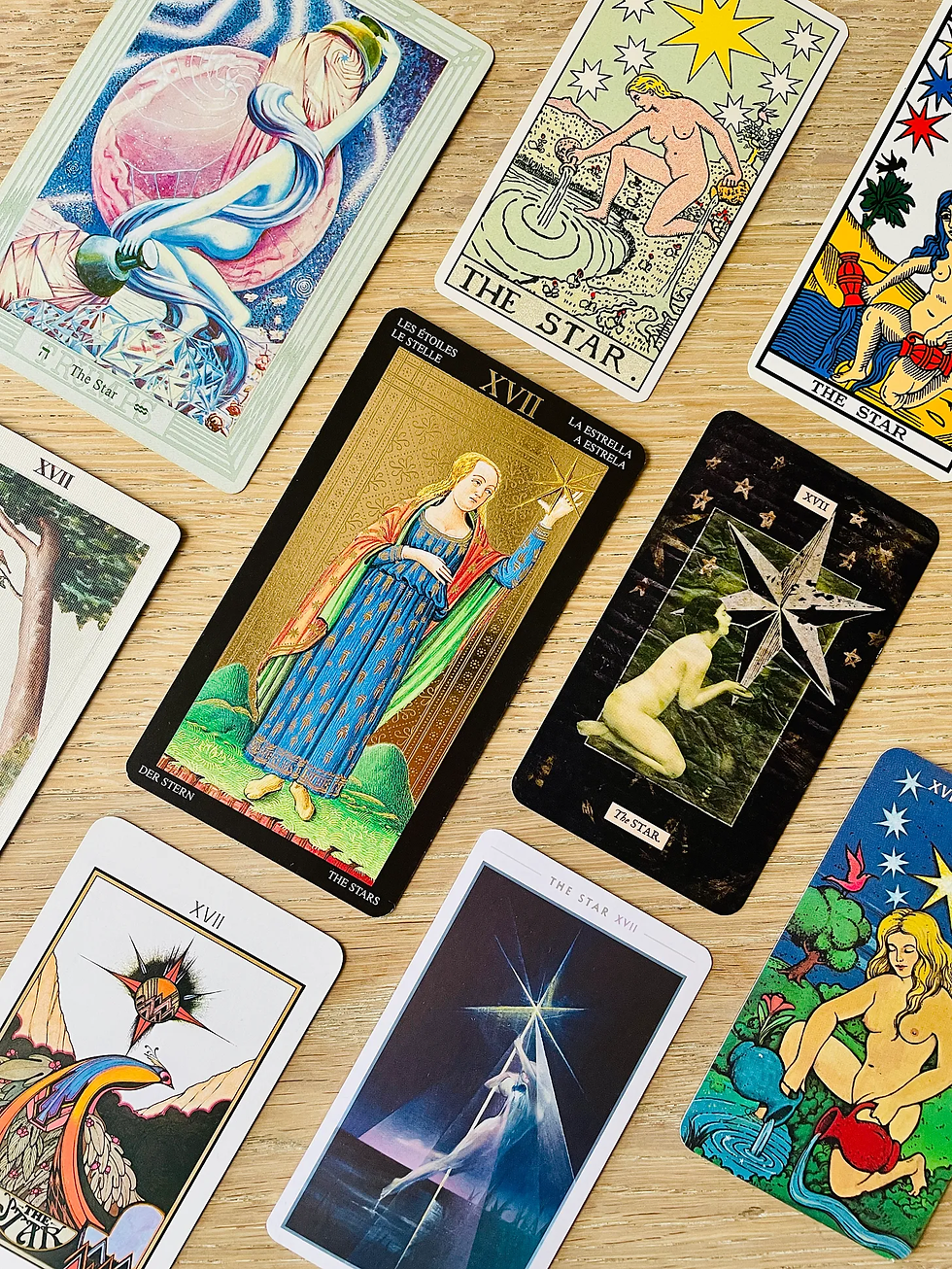 An assortment of Star Tarot cards
