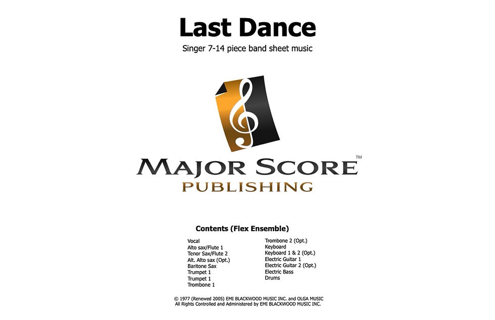 Last Dance (Donna Summer) Singer & Band FLEX chart | Sheet music download