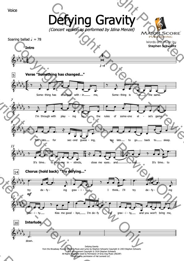 Thumbnail: Defying Gravity (Idina Menzel) Vocal Chart