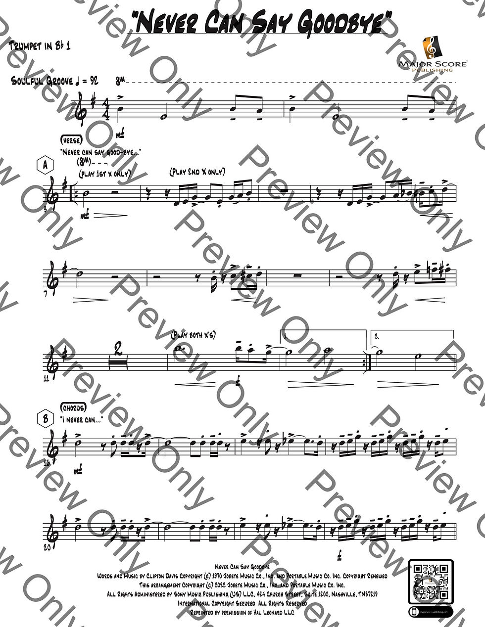 Thumbnail: Never Can Say Goodbye Vocal Chart (F)