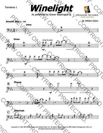 Winelight Big Band Chart (Grover Washington Jr.) - Sheet Music Download - Trombone 1