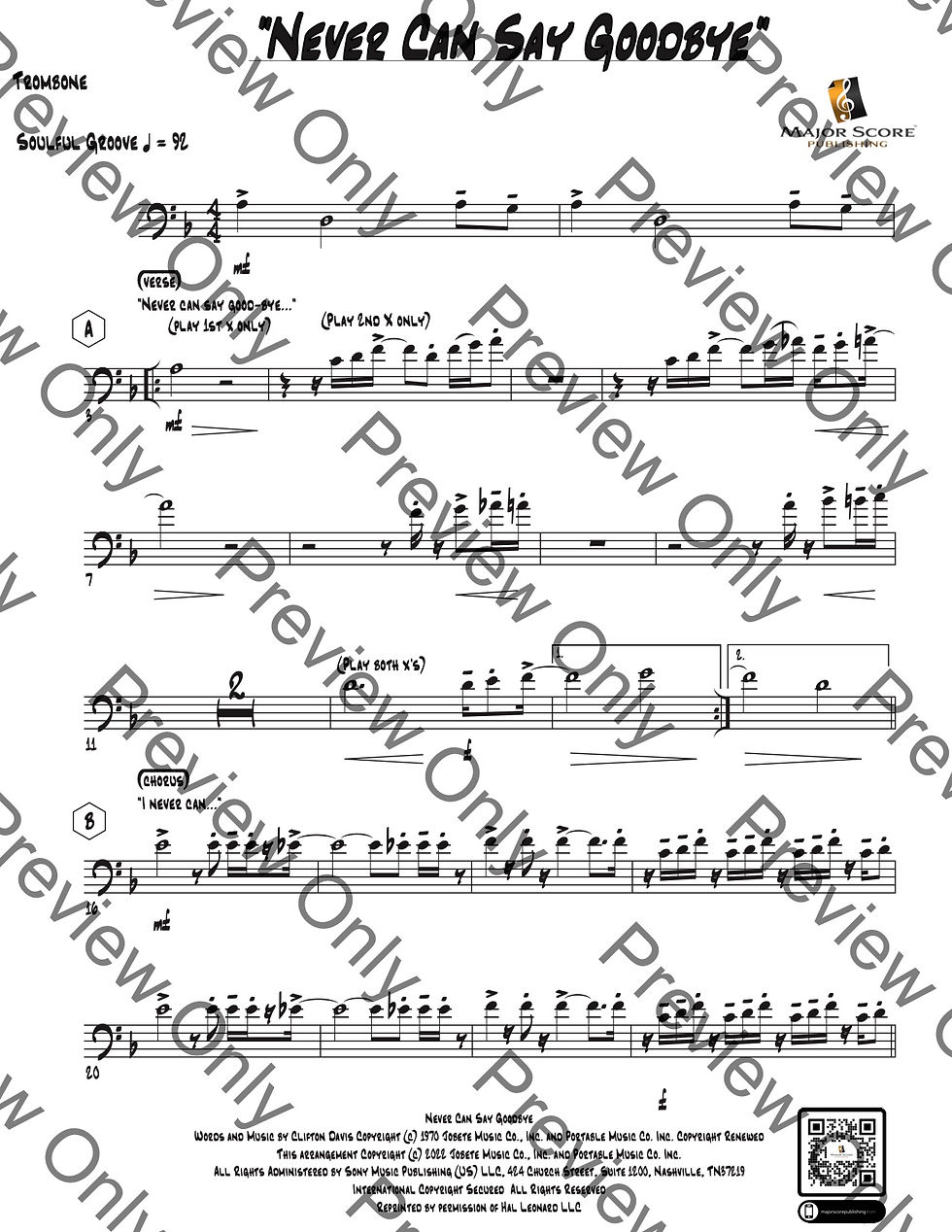 Thumbnail: Never Can Say Goodbye Vocal Chart (F)