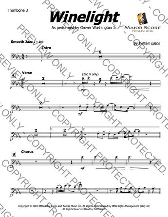 Winelight Big Band Chart (Grover Washington Jr.) - Sheet Music Download - Trombone 3