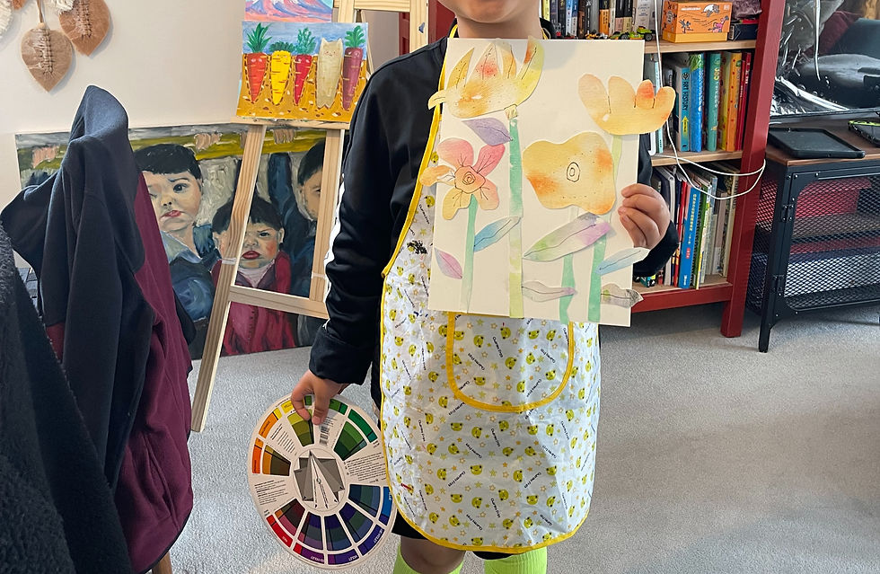 Watercolor flower collage I Meow Meow Art Lab I Cannock Art Class