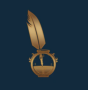Logo of Institute On The Constitution. A feather quill pen in an ink well that is also a clock