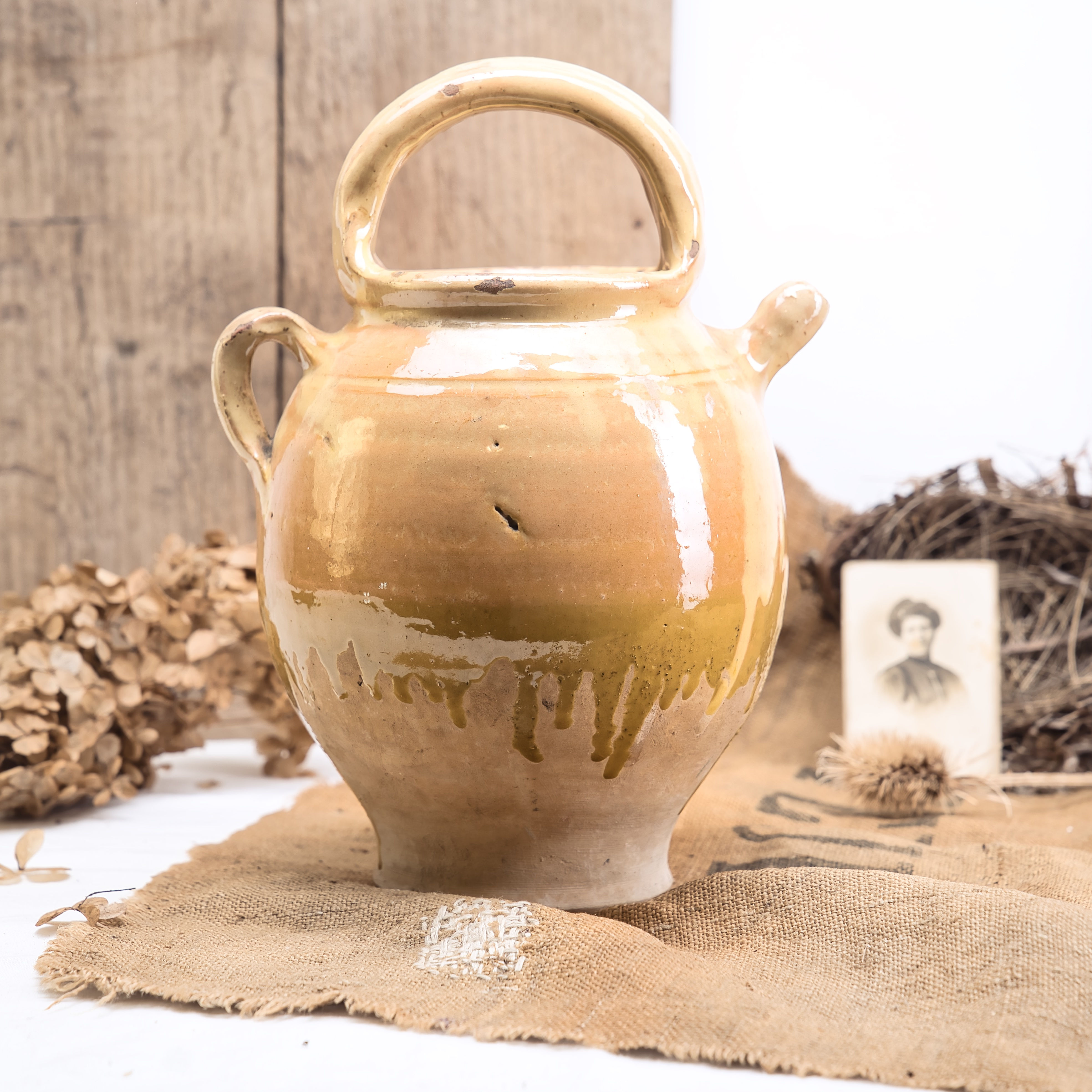 Yellow Glazed Antique Cruche