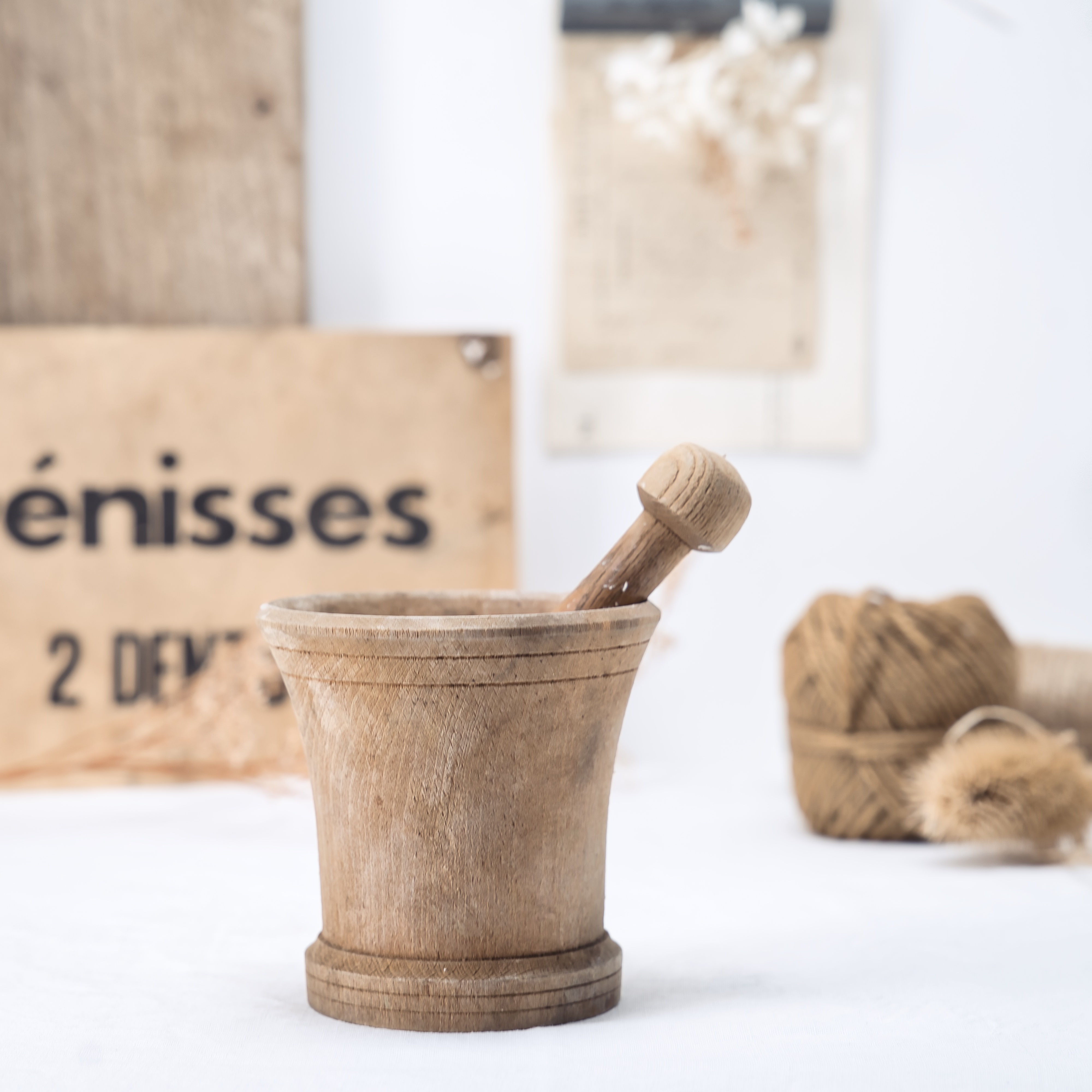 Wooden Mortar and Pestle