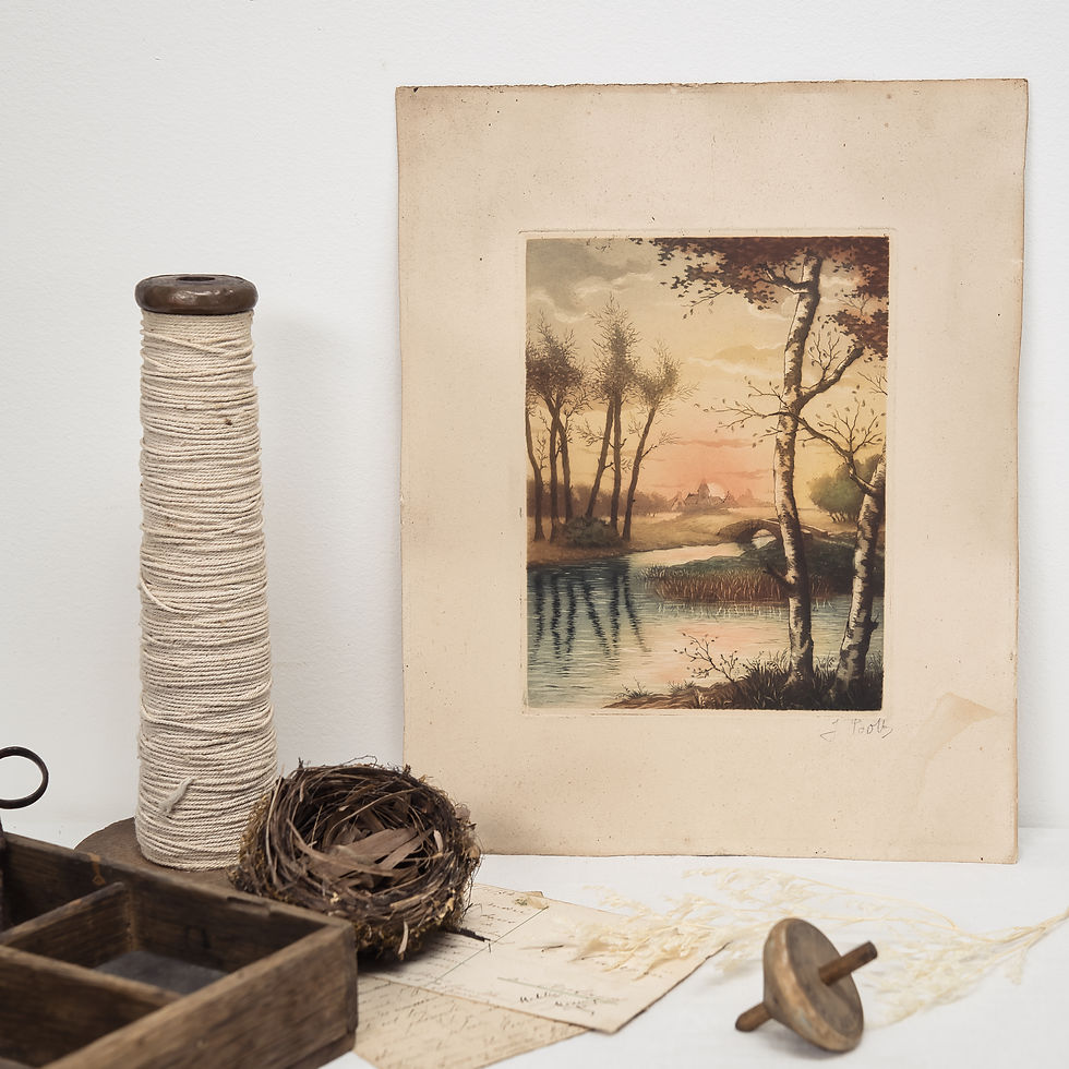 Watercolor Engraved 'Le Lac'