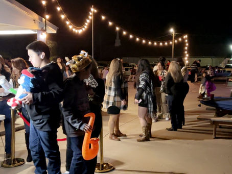 “Event services in Austin – treat tables, photo booth, and mobile bar graphic.”