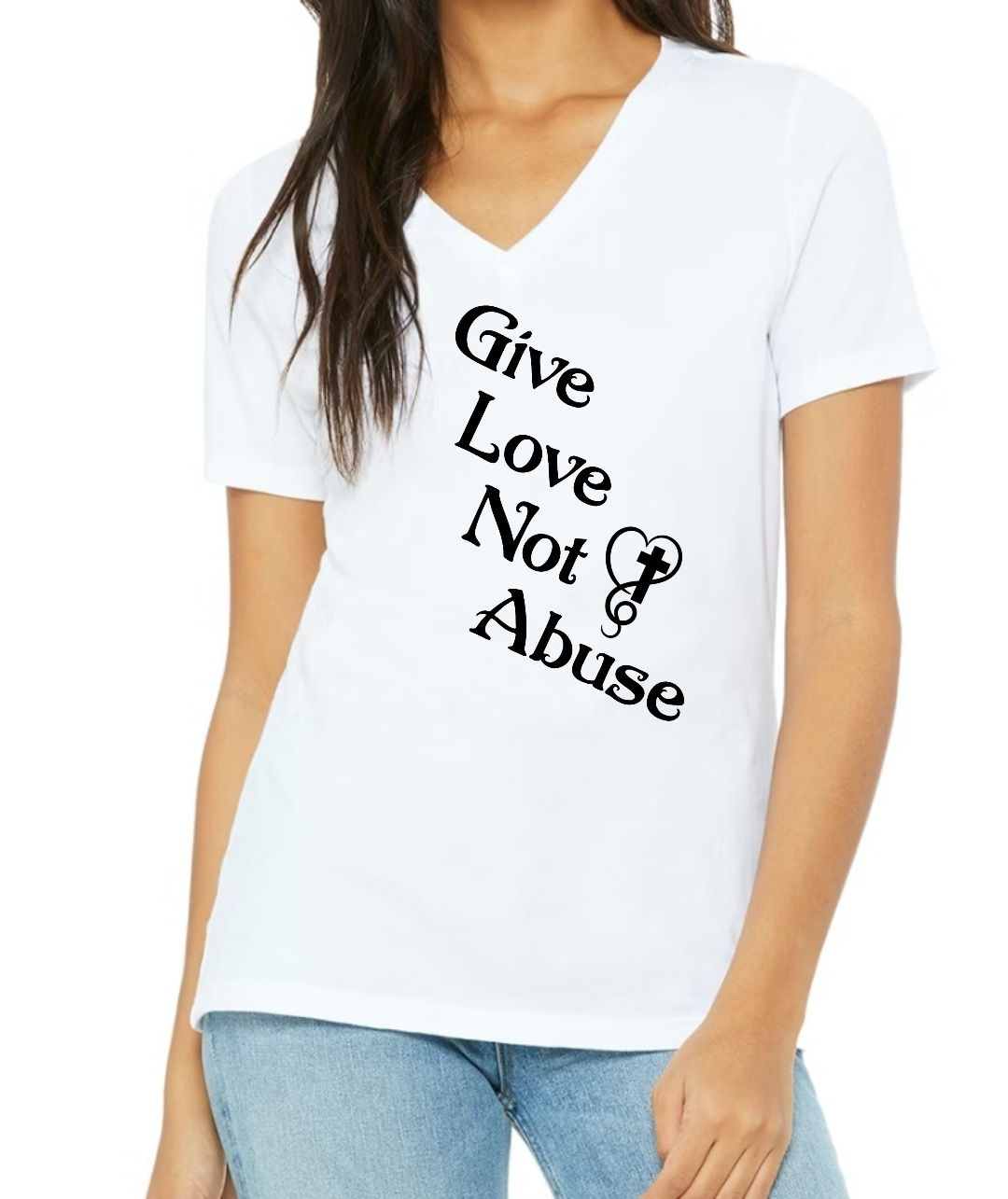 Give Love Not Abuse Womens Vneck Tshirt