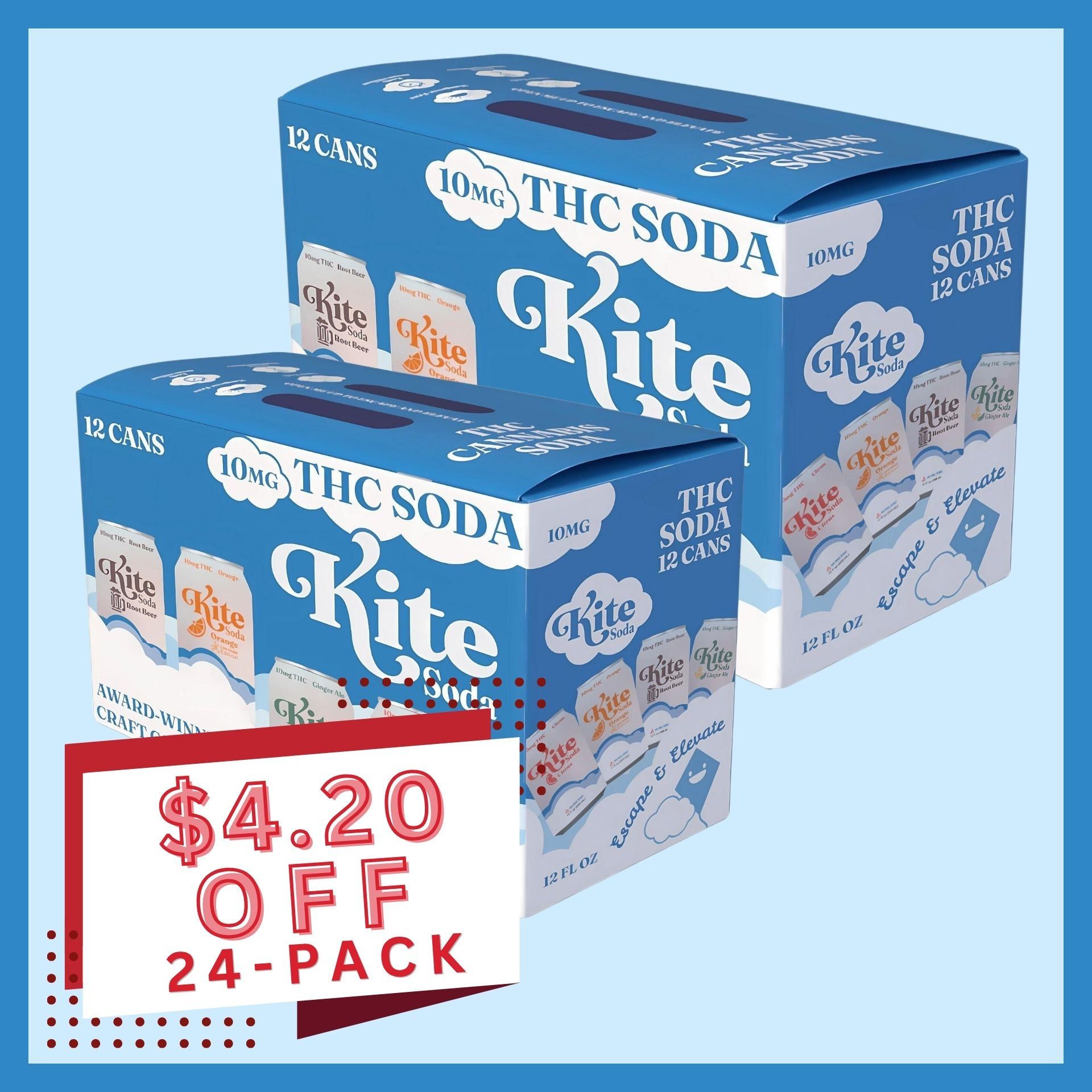 Variety Flavor 10mg THC Soda 24-pack