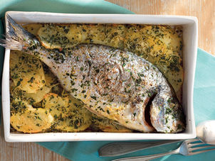 Baked Sea Bream With Potatoes and Pecorino