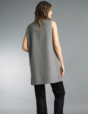 Thumbnail: Wool / Cashmere Blend Long Vest Fur Pockets