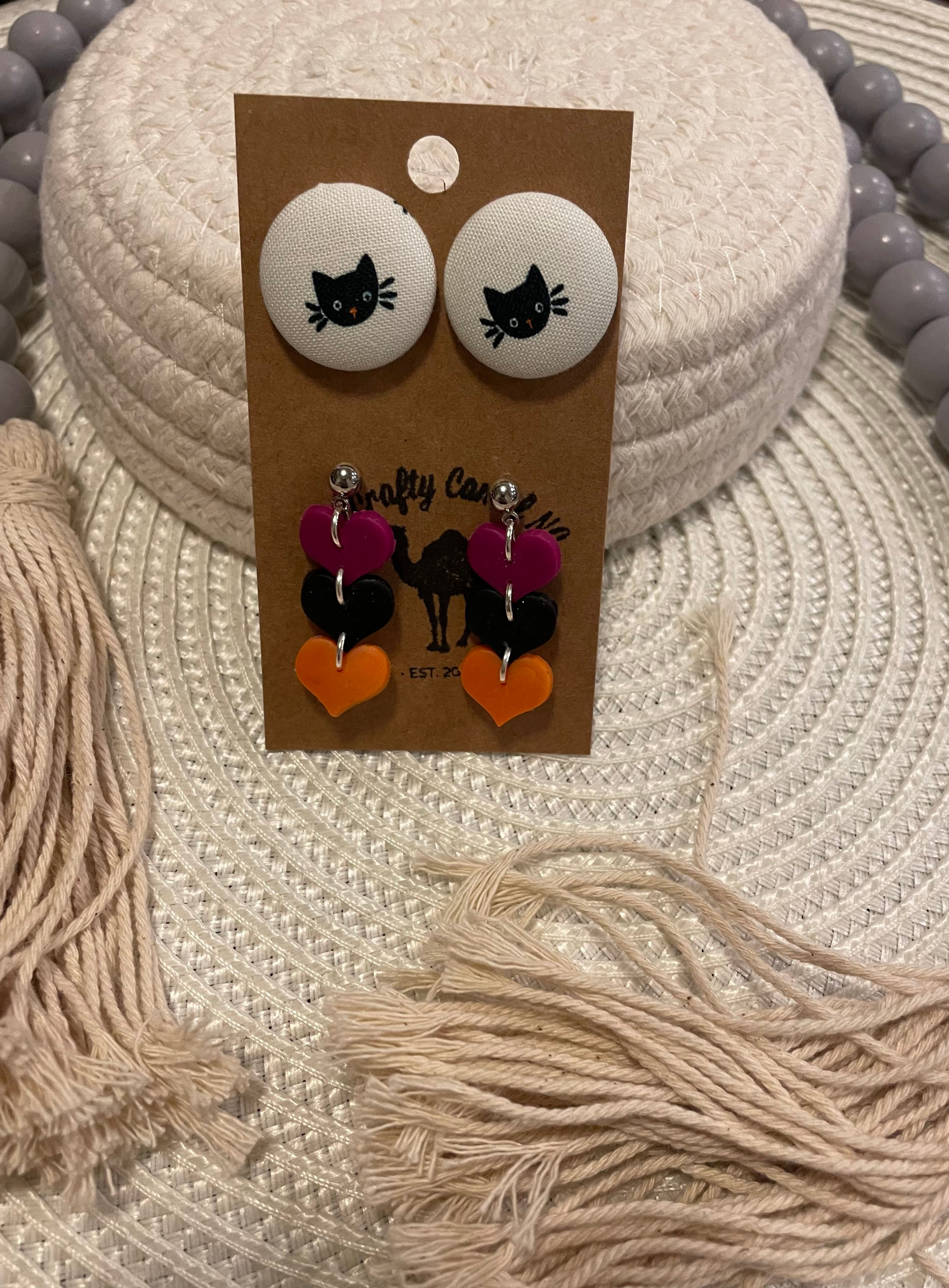 Cat +Halloween Heart Chain Stud Pack