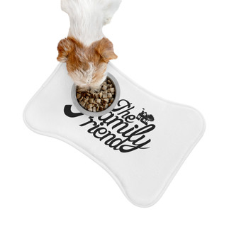 Small dog eating on TheFamilyFriend Pet Feeding Mat