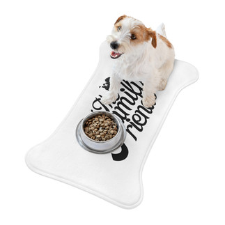 Small dog eating on TheFamilyFriend Pet Feeding Mat
