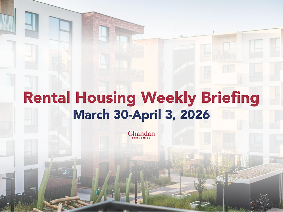 Apartment buildings with overlay text reading “Rental Housing Weekly Briefing — March 23–27, 2026” from Chandan Economics