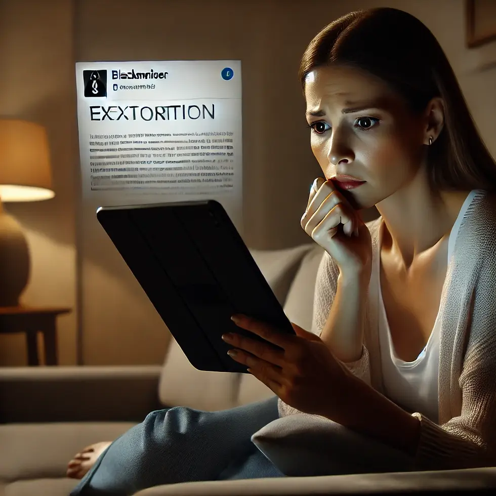 woman online getting extortion letter