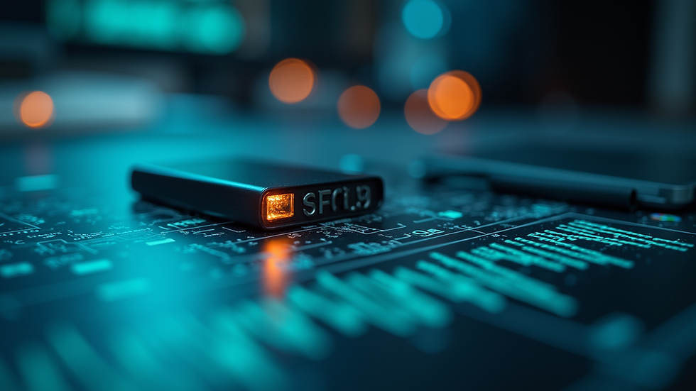 Close-up view of digital forensic tools on a desk