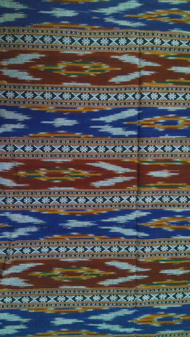 Red and Blue Colored Cotton Ikat fabrics
