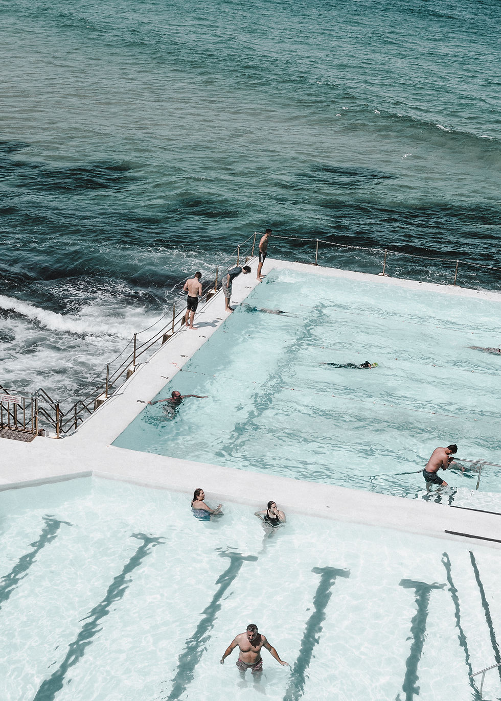 People swimming in the Icebergs pool in Bondi beach