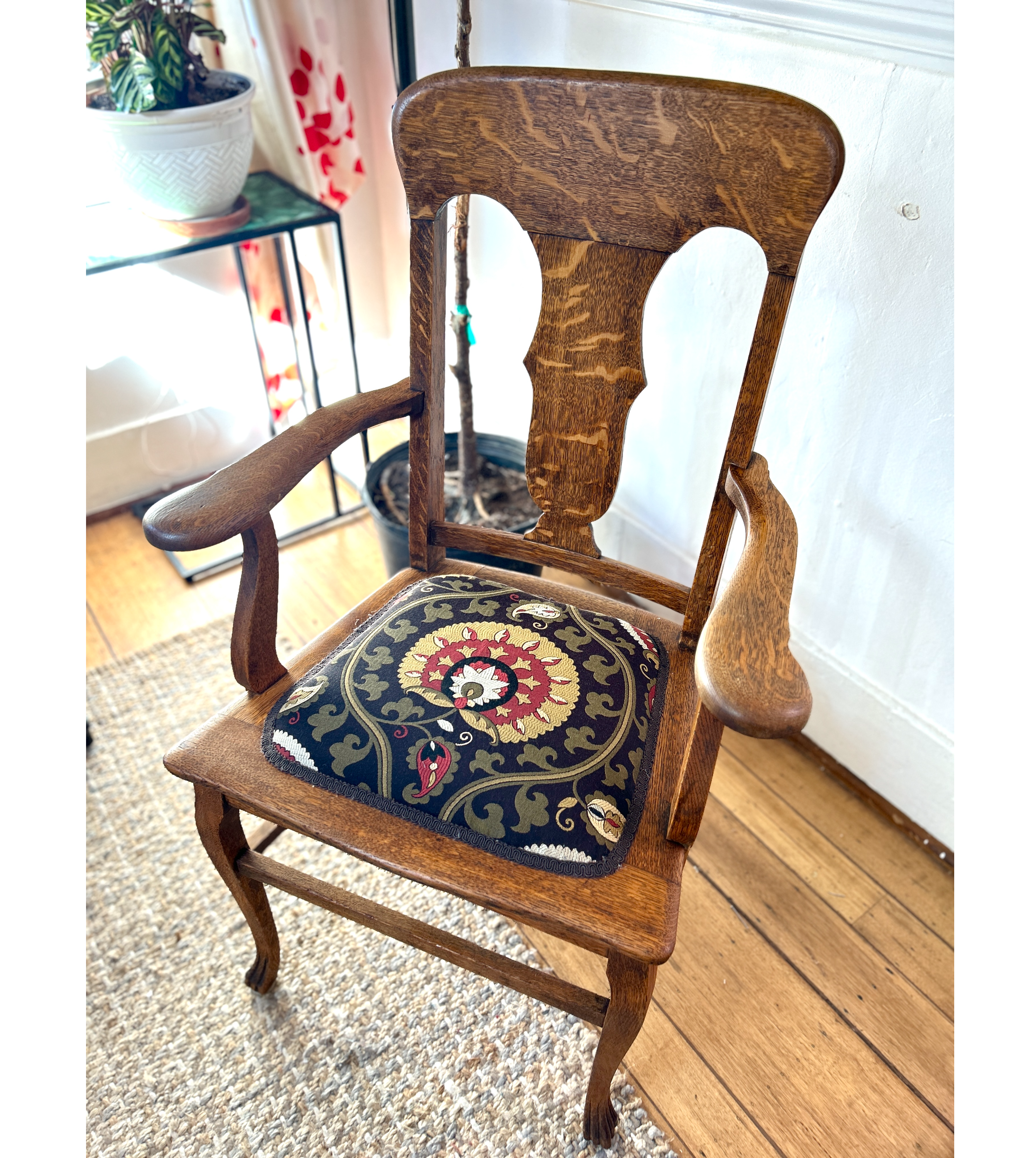 Newly-Upholstered Vintage Wooden Chair