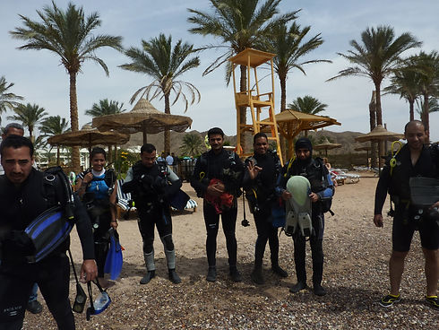 Preparing to enter the Water for a Shore dive in Aqua Sport Taba