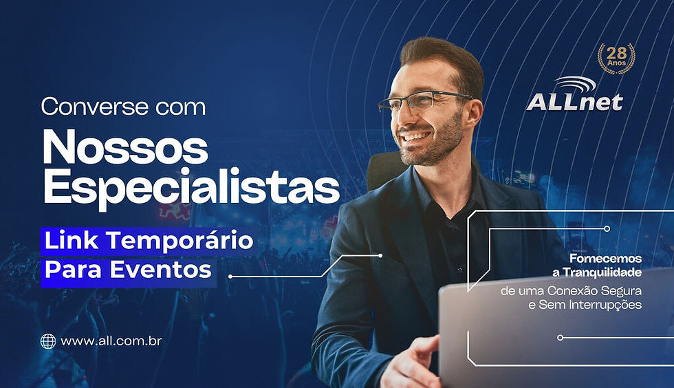 Profissional divulga conexão dedicada temporária para eventos, garantindo estabilidade e desempenho durante transmissões.