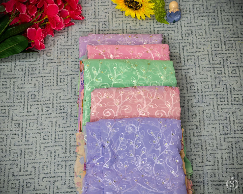 Thumbnail: Floral Print Saree with Chikankari Work Border
