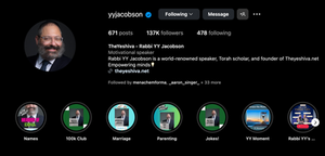 Rabbi YY Jacobson - Instagram, Facebook and TikTok