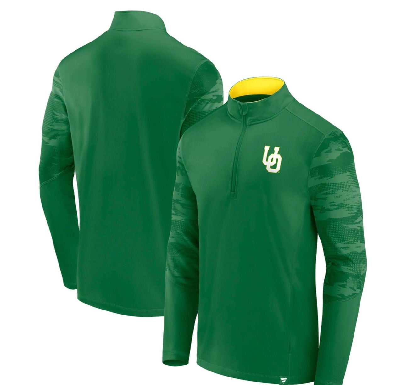 Green Oregon Ducks Ringer Quarter-Zip Top