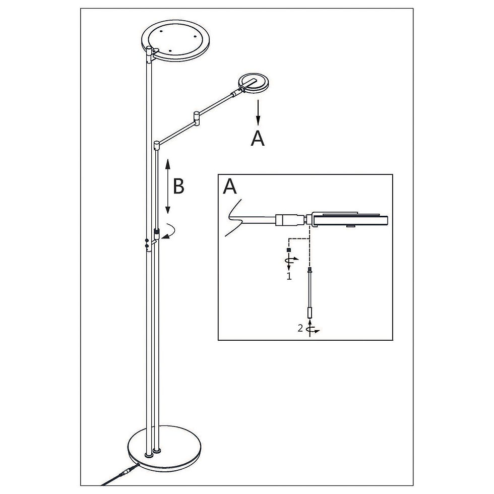 Thumbnail: Vloerlamp Turound Zwart Met Zwart Glas
