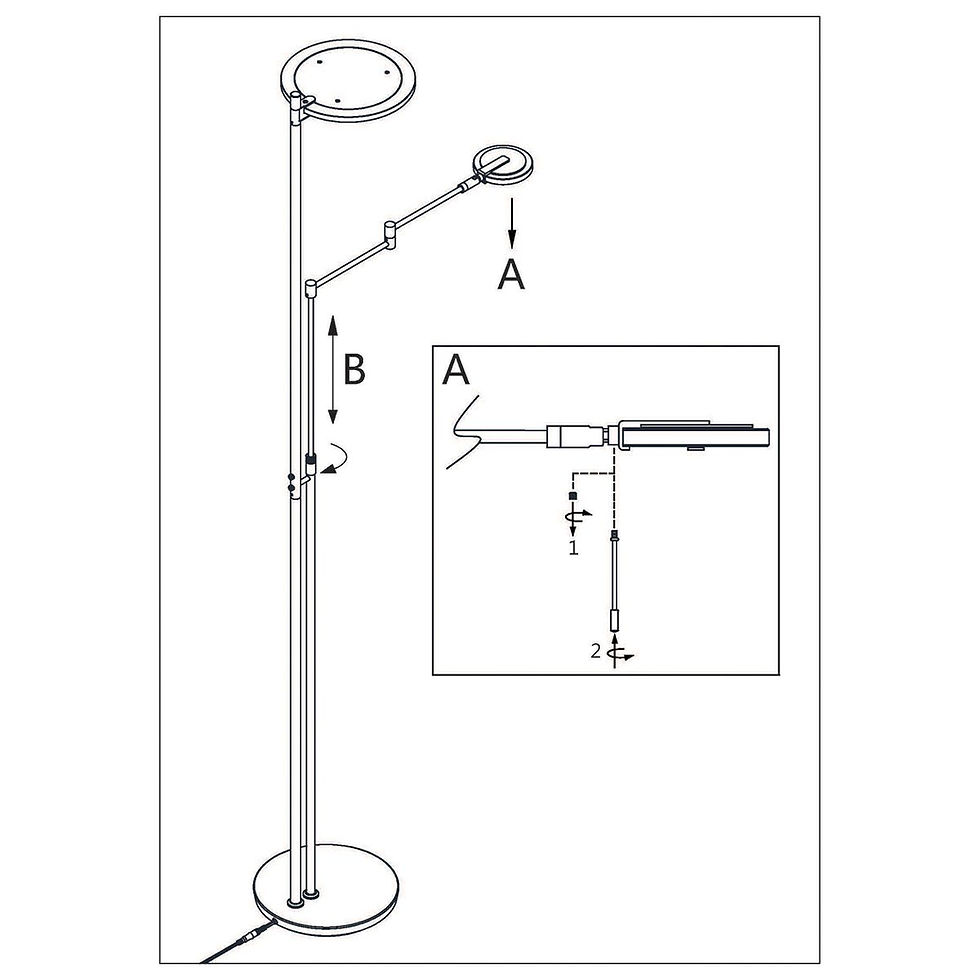 Thumbnail: Vloerlamp Turound Staal Met Zwart Glas