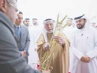 His Highness the Ruler of Sharjah witnesses the harvest of the third season of "Seven Spikes" wheat in Maliha