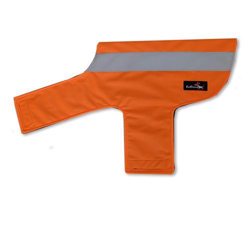 FurFrienz HiVis Dog Vest Reflective Stripes, Velcro System, Fluro Orange