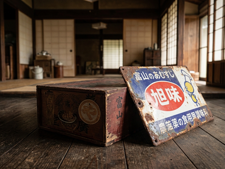 【福岡の遺品整理】字がかすれていてもOK!古い富山の置き薬箱・ホーロー看板の出張買取