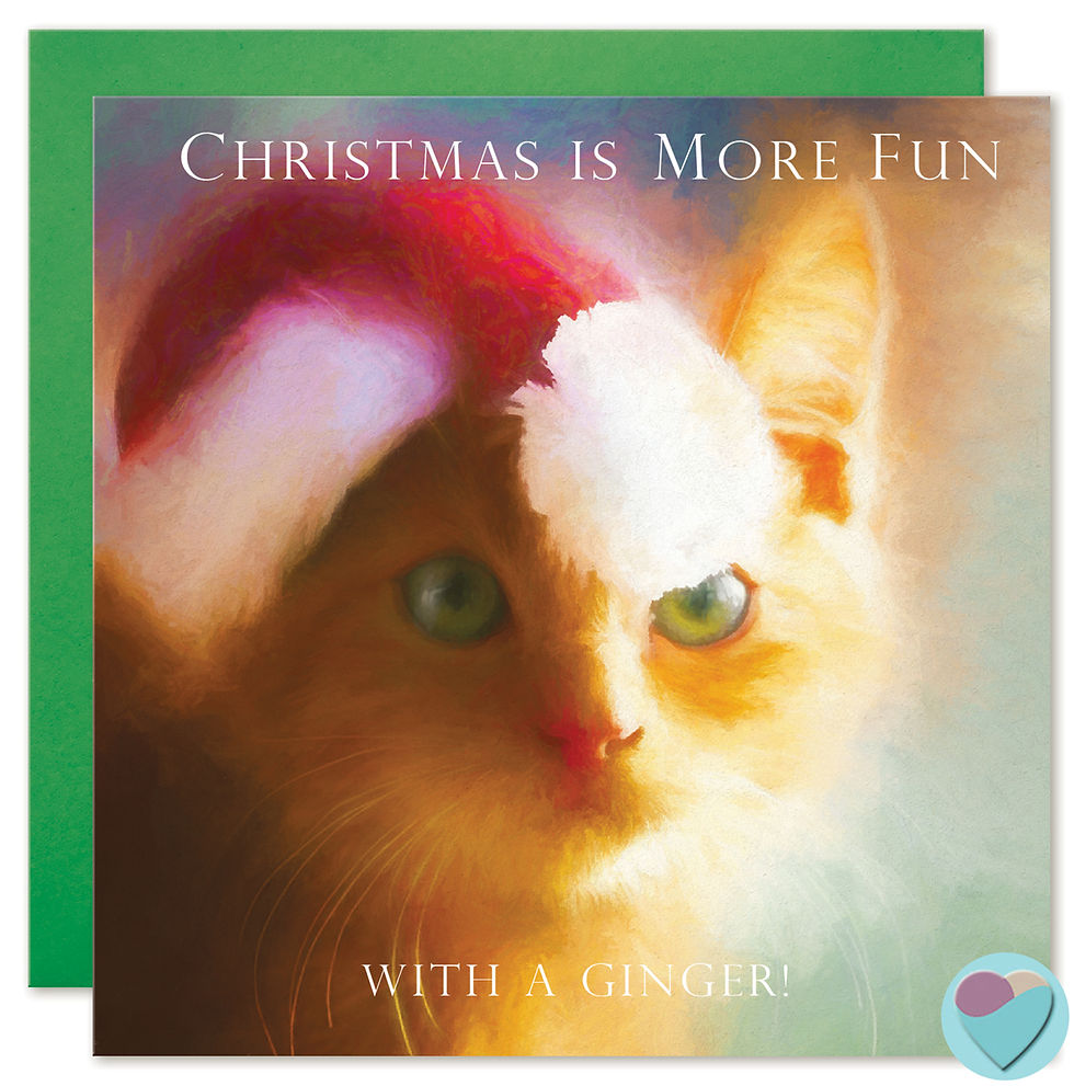 Ginger Cat Christmas Card UK 'CHRISTMAS IS MORE FUN WITH A GINGER'