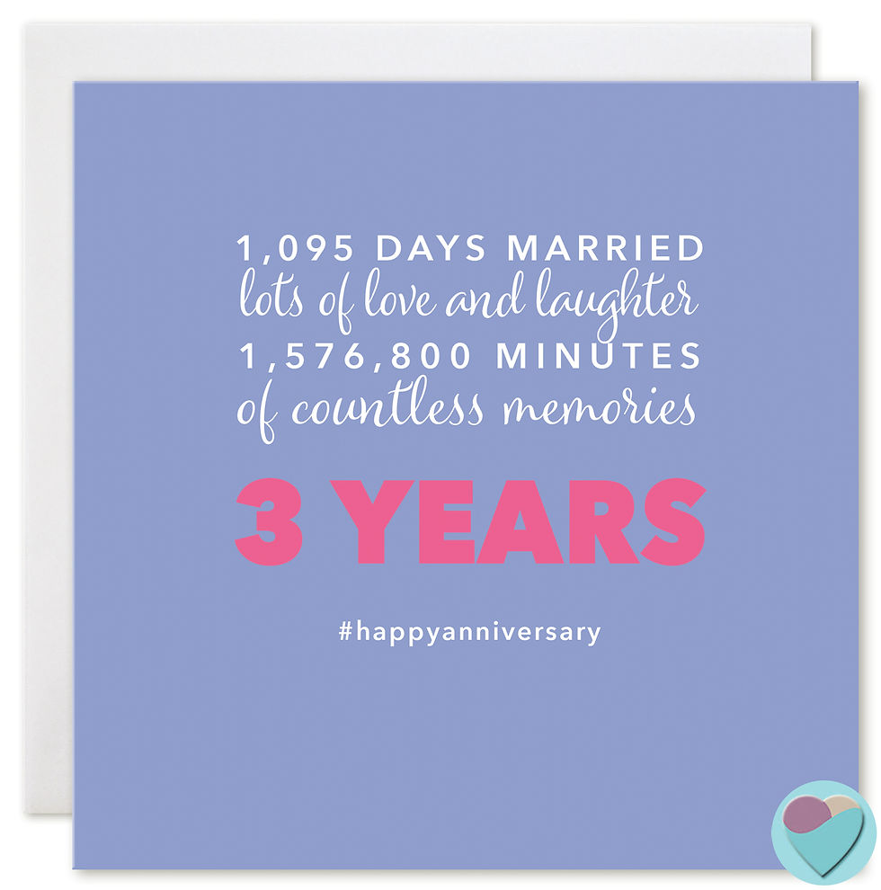 Wedding Anniversary Card '1,095 DAYS TOGETHER'