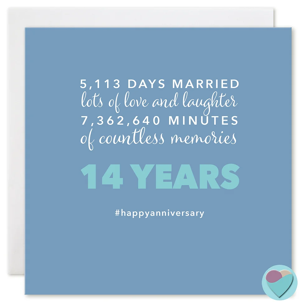 Wedding Anniversary Card 14 Years 5 113 Days Married Juniperlove