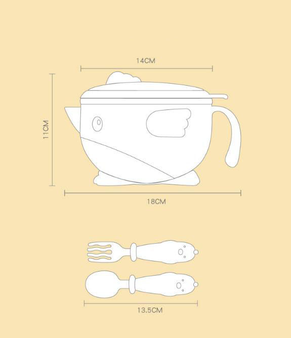 縮圖：韓國 GoryeoBaby 嬰幼兒不銹鋼防摔注水保温餐具套裝 - 藍色