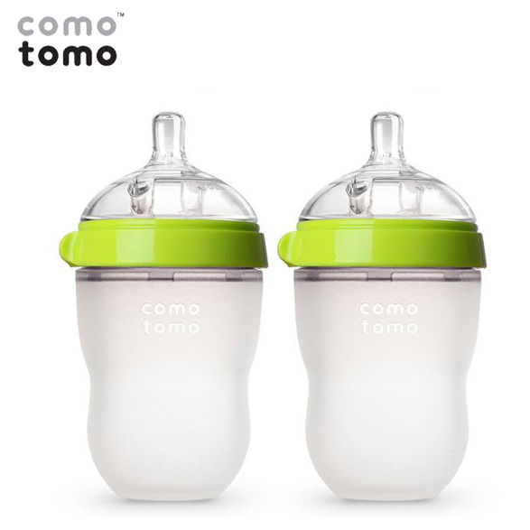 美國 comotomo 防脹氣全矽膠奶瓶180ml - 綠色 2個裝