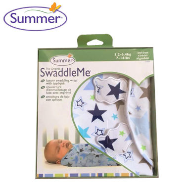 美國 summer infant 純棉保暖嬰兒包巾 - 藍色星星