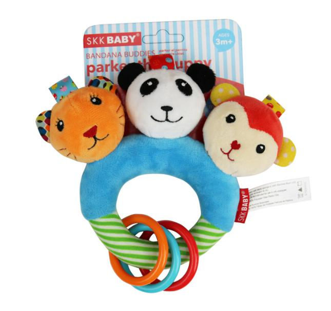 縮圖：美國 SKK BABY 卡通三頭動物手搖鈴